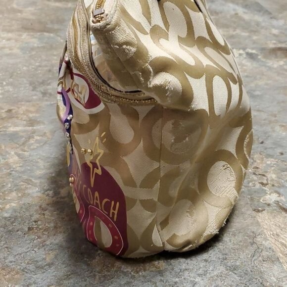 Coach Poppy Graffiti Applique Glam Bag Handbag Purse Tote Jacquard WOMENS WOMANS - Picture 6 of 16